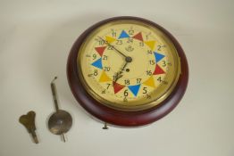 A replica mahogany cased fusee wall clock with RAF style dial, 13½" diameter