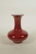 A Chinese sang de boeuf glazed porcelain vase, 5½" high