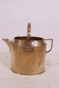 A Victorian brass watering can, maker's mark to base, Henry Farncombe & Co, 10" high