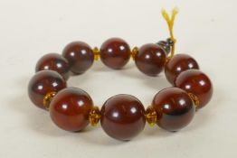 A horn bead bracelet, 3½" diameter