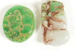 Two jade pendants, 2" long