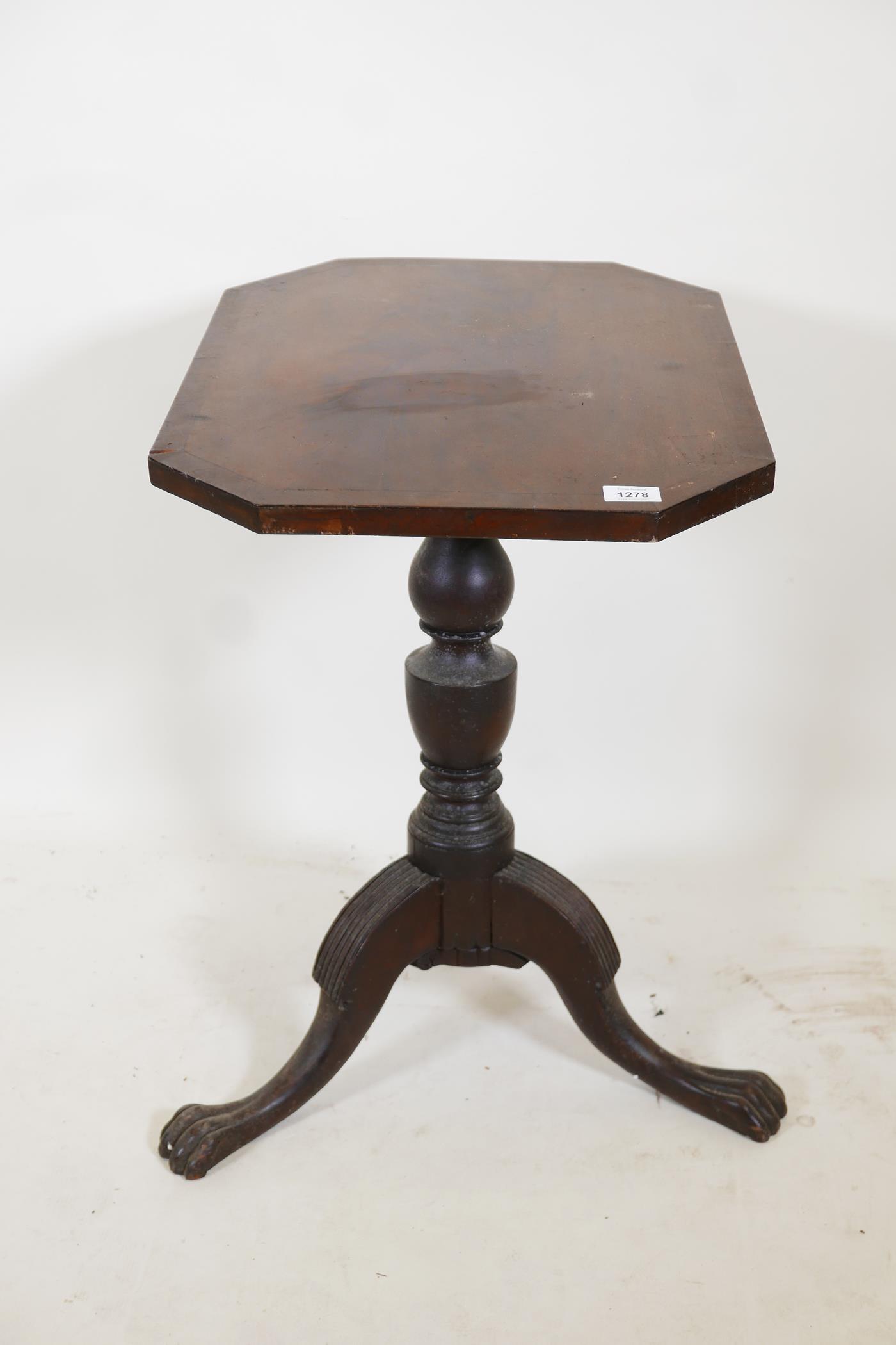 An American Federal style mahogany tilt top occasional table, with crossbanded top, turned column