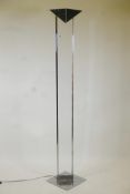 A lucite and chrome uplighter, 69" high