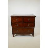 A Victorian mahogany chest of two short over two long drawers, 36" x 17", 35" high