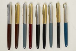A collection of nine Parker '51' fountain pens, 5½" long