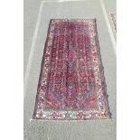 A Persian multicolour full pile Hamadan Luri rug with all over design, 61" x 123"