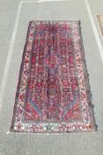 A Persian multicolour full pile Hamadan Luri rug with all over design, 61" x 123"