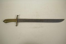 An original Prussian/German model 1855 pioneer's short sword with cast brass and ribbed grip, and