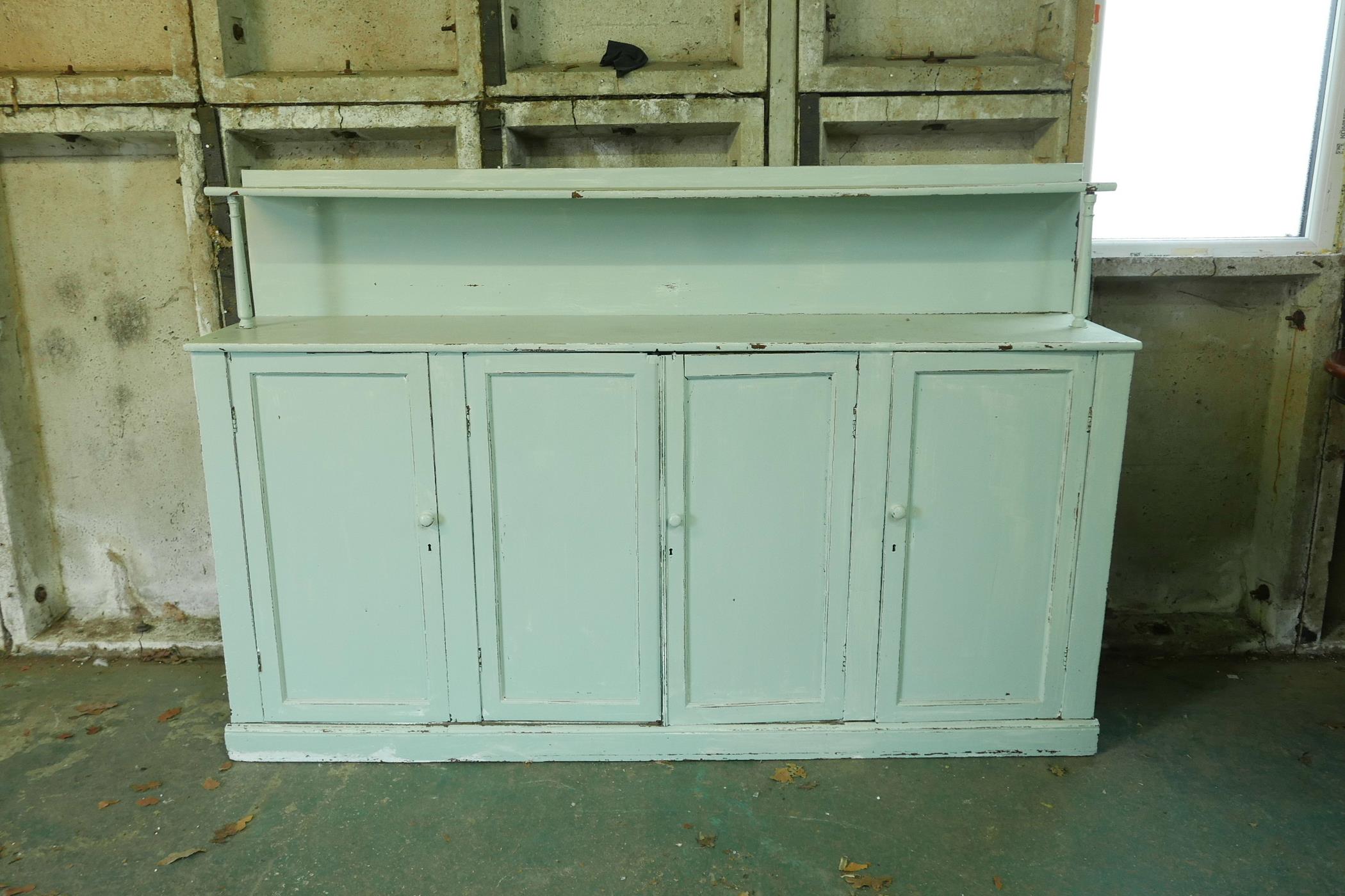 A late C19th/early C20th painted mahogany four door chiffonier, 69" x 15", 45" high