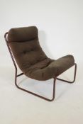 A 1970s tubular steel sling lounge chair, probably Habitat