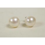 A pair of freshwater pearl stud earrings