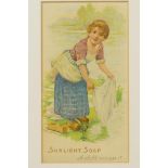 A pair of vintage soap advertising prints for Sunlight Soap and Lux, 3½" x 6½", circa 1925