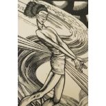 Monica Rawlins, (British, 1903-1990), 'The Current', limited edition 1920s woodcut, signed in pencil