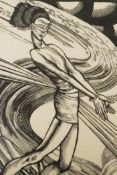 Monica Rawlins, (British, 1903-1990), 'The Current', limited edition 1920s woodcut, signed in pencil