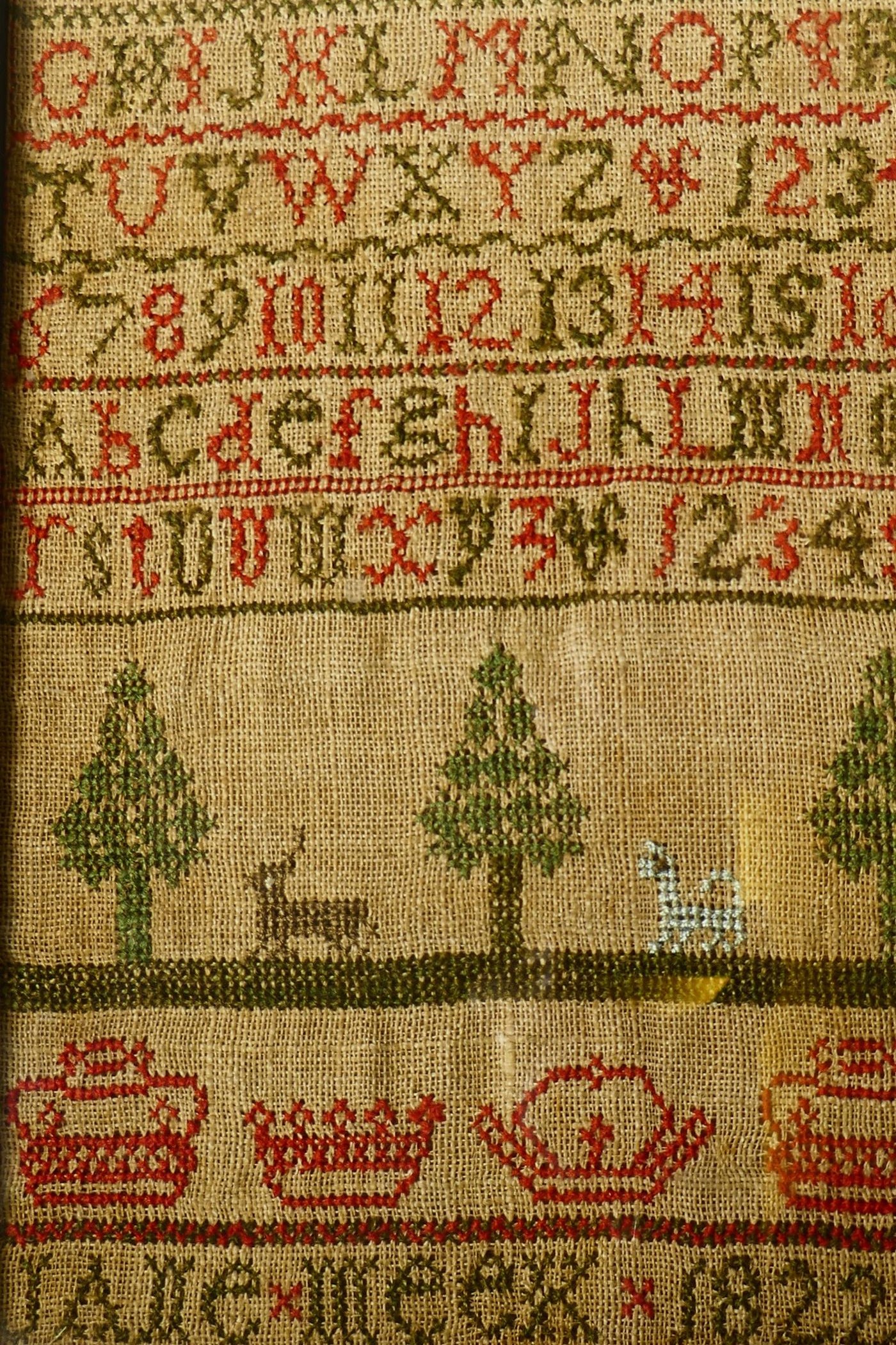 An early C19th hand stitched sampler in cross stitch by 'Jane Meek - 1822' (sister of Janet Meek), - Image 2 of 7