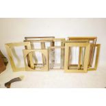 Six gilt picture frames and four slips, largest rebate 22" x 26"