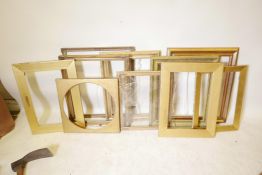 Six gilt picture frames and four slips, largest rebate 22" x 26"