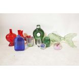 A Jerpoint Irish glass paperweight, Kosta engraved glass vase, studio and other decorative glass,