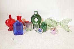 A Jerpoint Irish glass paperweight, Kosta engraved glass vase, studio and other decorative glass,
