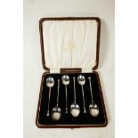 A set of six Hukin and Heath, Manoah Rhodes and Sons sterling silver coffee spoons, hallmarked