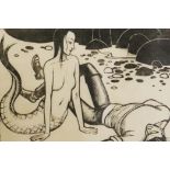 Monica Rawlins (British, 1903-1990), 'The Mermaid', limited edition woodcut, signed in pencil