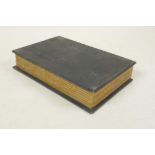 A Chinese silk and wood bound book containing spinach jade tablet pages with engraved and gilt