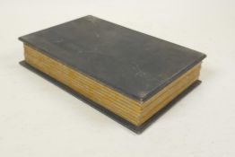 A Chinese silk and wood bound book containing spinach jade tablet pages with engraved and gilt