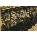 Monica Rawlins (British, 1903-1990), 'A Passing Train (Spanish)', 1920s, limited edition woodcut,