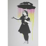 Banksy, 'Umbrella Girl' Limited Edition print by the West Country Prince, 32/500, with stamps verso,