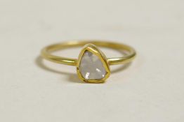 A silver gilt and uncut diamond ring, approx size M/N