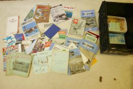 A box of aviation magazines and ephemera including early copies of the Air Britain Digest, Shell