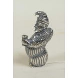 A silver plated vesta case in the form of Mr Punch, 2"