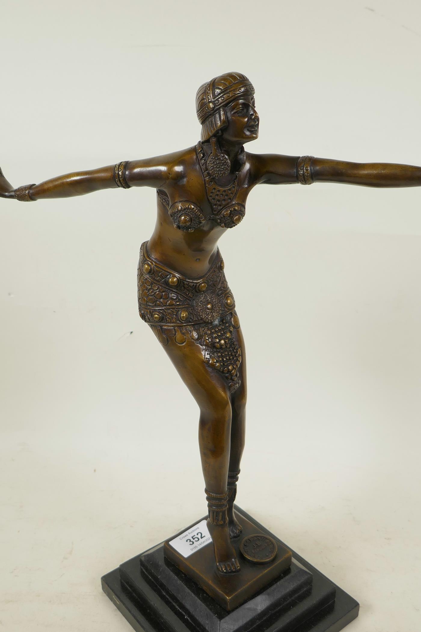 An Art Deco style bronze figure of a dancer in the style of Preiss, 16" high - Image 2 of 4