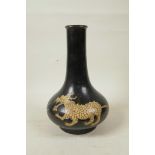 A Chinese Cizhou kiln pottery vase with kylin decoration, 10½" high