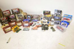 A quantity of scale model cars, commercial vehicles and motorcycles