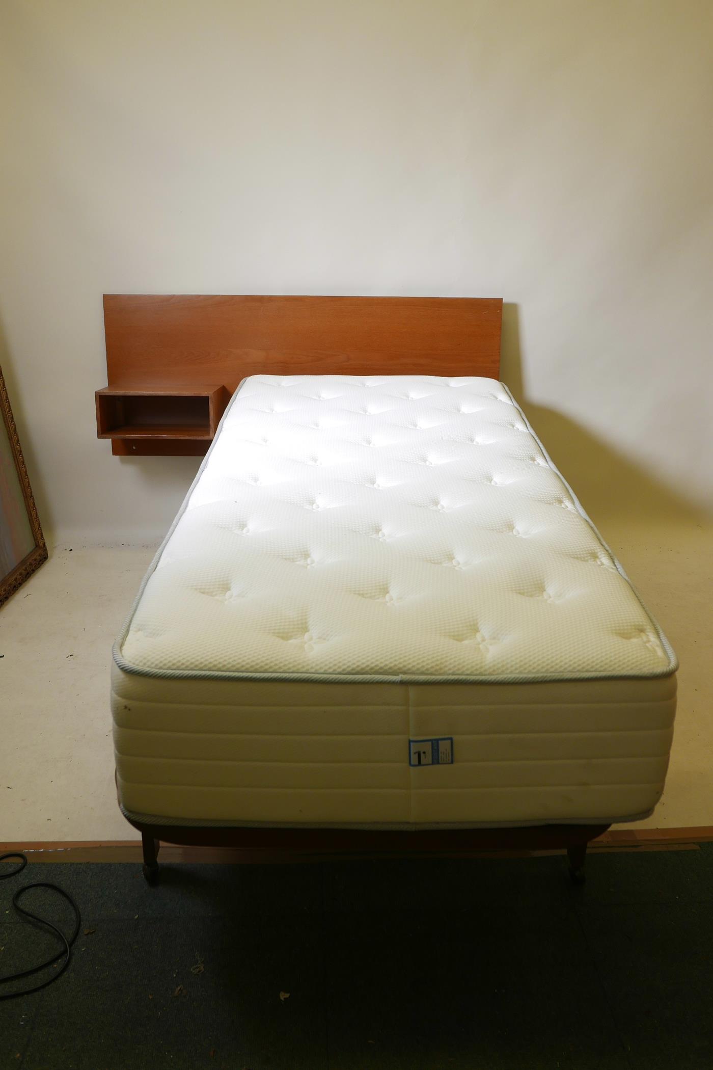 A 1970s single bed frame and head board by Myer, with a Hamseys Sleep Centres Premier 4000 firm - Image 2 of 6