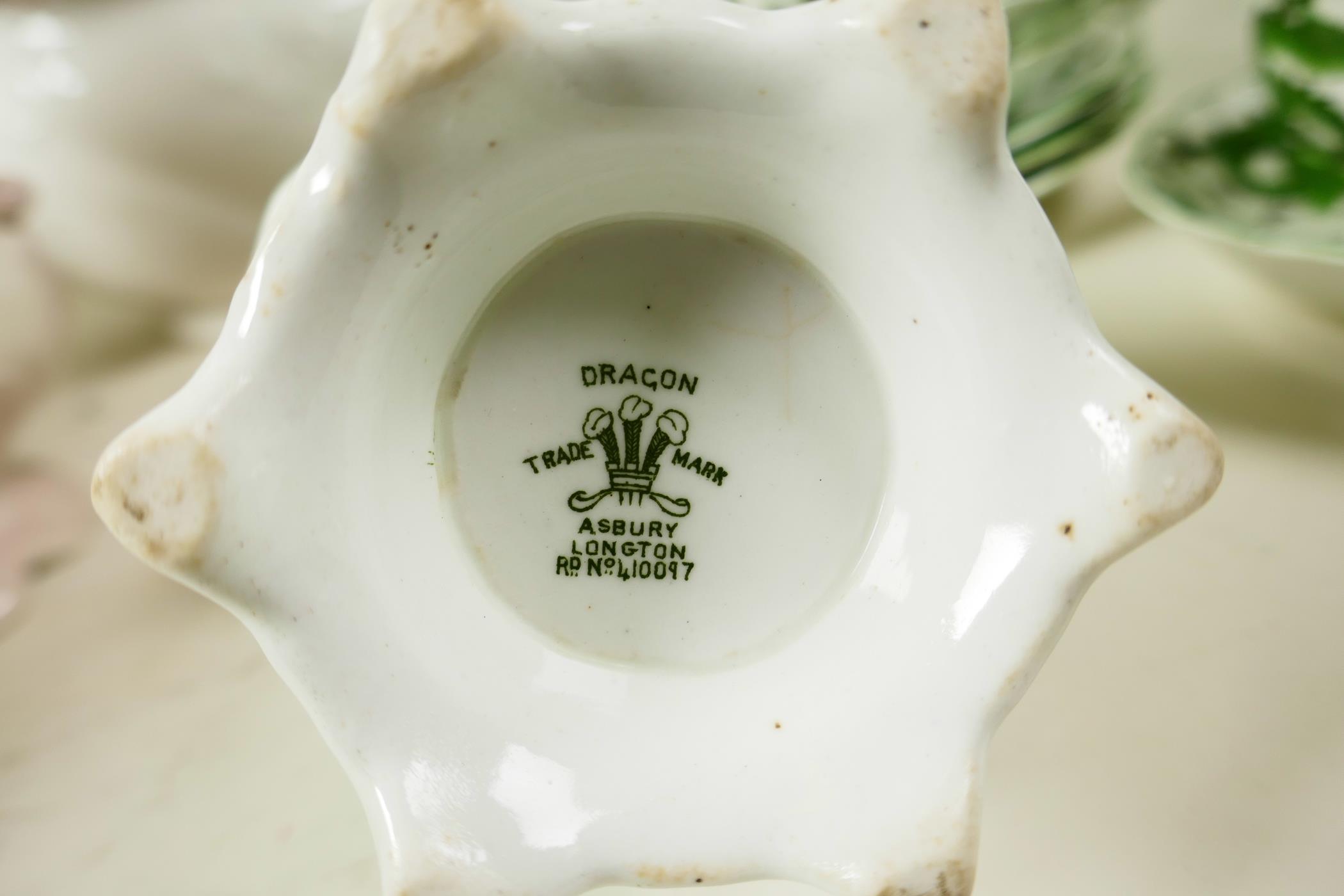 A quantity of Victorian ceramics including a part tea service of C19th Asbury Longton Green Dragon - Image 2 of 9