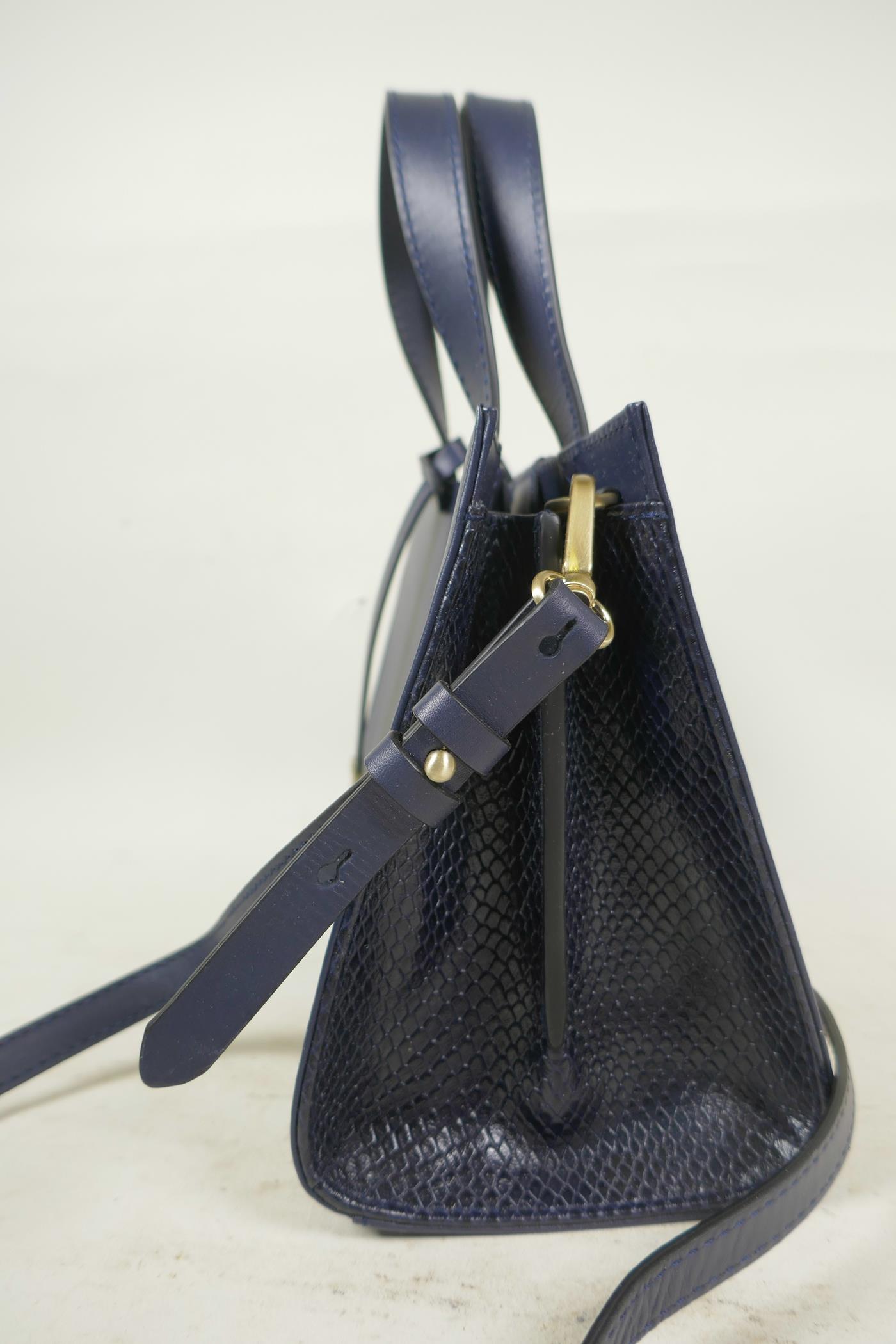 Four contemporary leather and faux leather handbags, including a new navy leather Radley small - Image 4 of 9