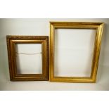 A C19th gilt picture frame with acanthus leaf moulding rebate, 10" x 12½", together with another