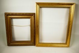 A C19th gilt picture frame with acanthus leaf moulding rebate, 10" x 12½", together with another