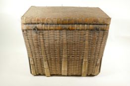 A rattan fishing basket, 20" x 14", 16" high