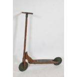 A vintage beech and elm 'Eureka' child's scooter, c.1920, 35" high