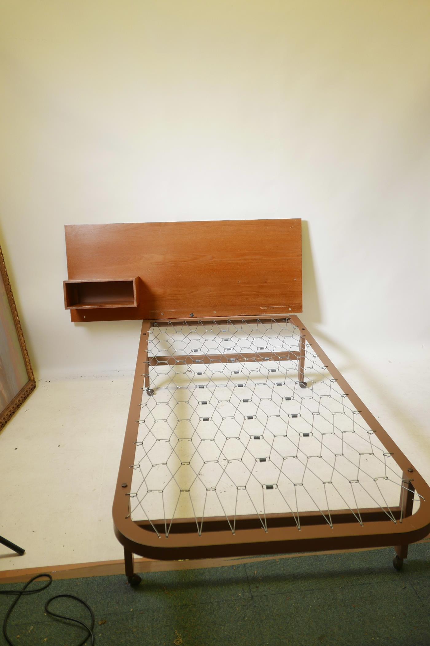 A 1970s single bed frame and head board by Myer, with a Hamseys Sleep Centres Premier 4000 firm - Image 3 of 6