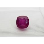 A 9.58ct red ruby, cushion mixed cut, IDT certified, with certificate