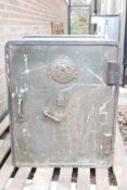 An antique Milners' patent floor safe, No212, 26" x 26"x 32". Please note: this will need specialist