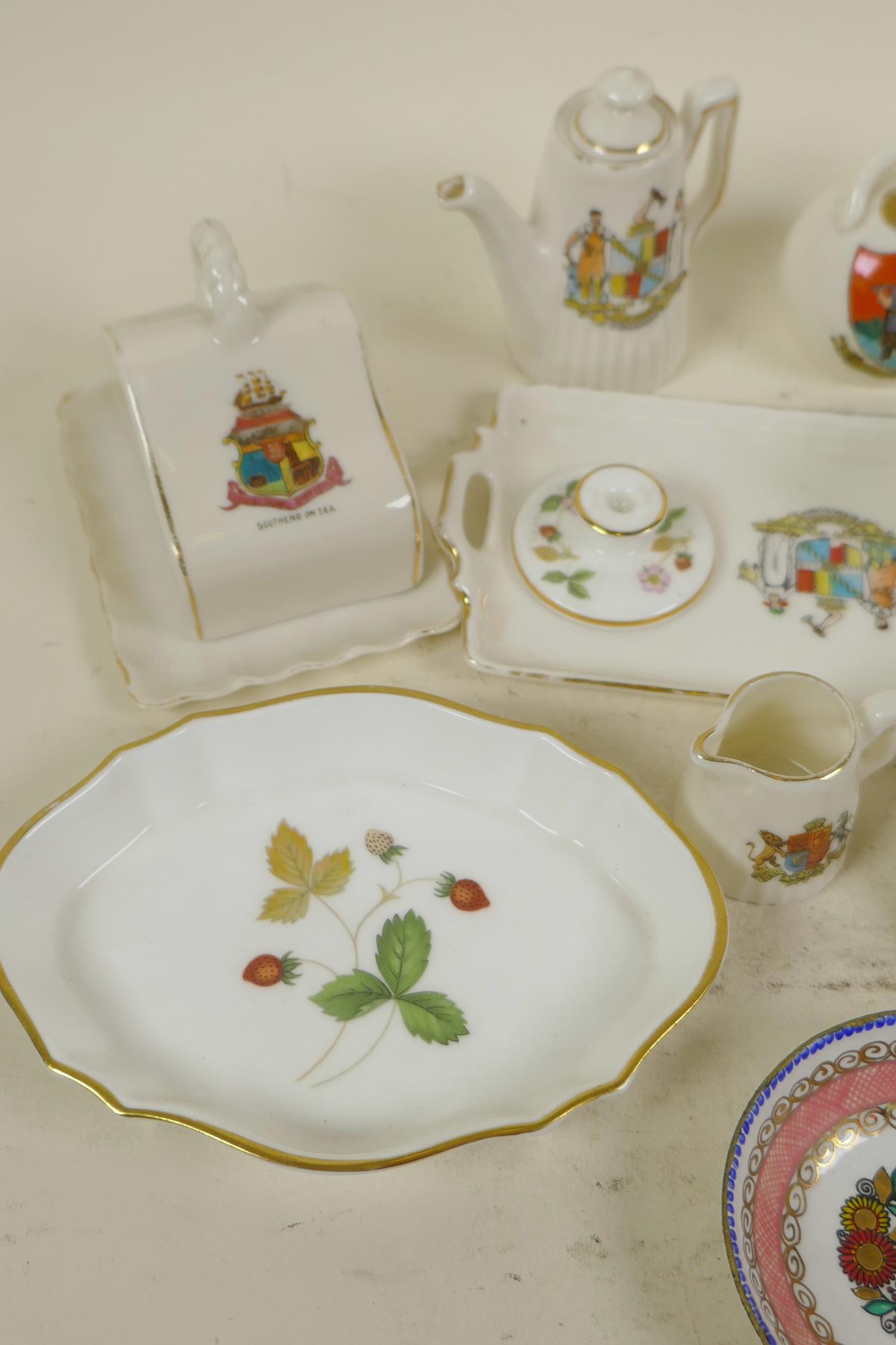A collection of miniature porcelain items including a Wedgwood doll's tea set, crested ware etc - Image 2 of 4