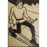 Monica Rawlins (British, 1903-1990), 'The Skier' - Hans Steiner', c.1930s, limited edition