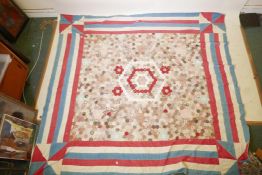 A vintage American quilt, A/F, 87" x 92"