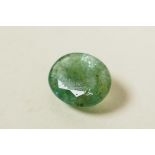 A 4.52ct natural green emerald, oval mixed cut, IDT certified, with certificate