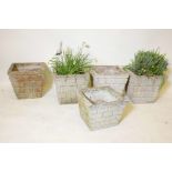 Five concrete garden planters, 13½" high